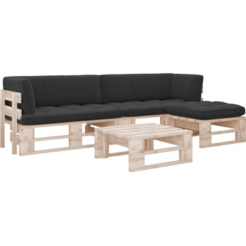 vidaXL Палетен комплект с възглавници, 4 части, импрегниран бор (3066824)