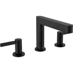 Hansgrohe Finoris - Смесител за мивка, монтаж с 3 отвора, с изход Push-Open, EcoSmart, черен мат 76033670 (76033670)