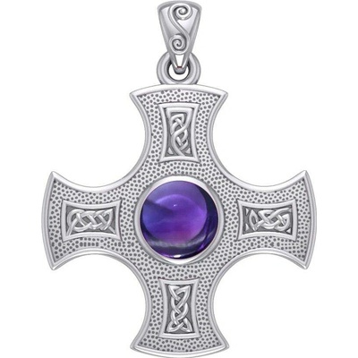 Fantasy Šperky CAMELOT stříbrný kříž s ametystem MJW131