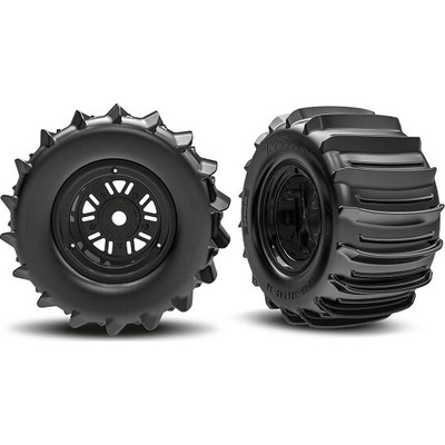 Traxxas Kolesá 3,6/4,7" Sand Car black s pásovým lopatkovaním zadné pár