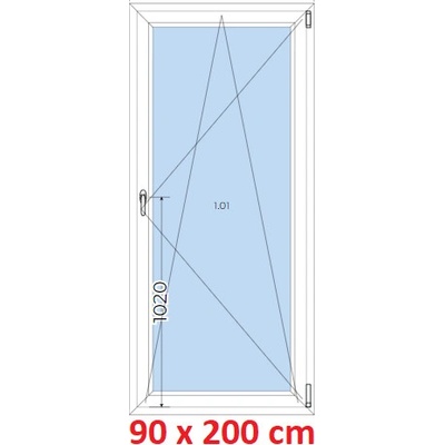 Soft Plastové okno 900 x 2000 mm otevíravé a sklopné Antracit struktura/bílá levé