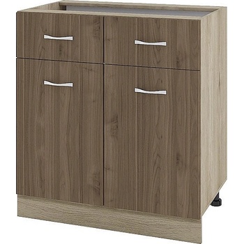 ИРИМ Долен шкаф с две чекмеджета и две врати Сити АРО-26 дъб сонома арвен / орех адмирал 80 см