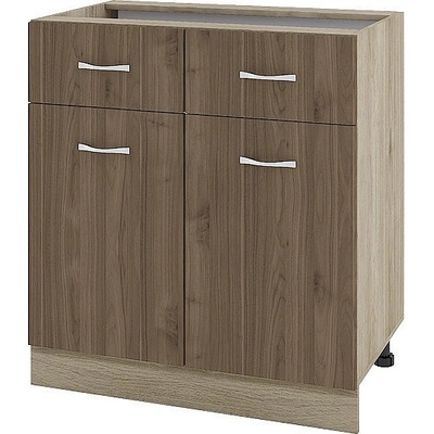 ИРИМ Долен шкаф с две чекмеджета и две врати Сити АРО-26 дъб сонома арвен / орех адмирал 80 см