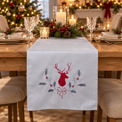 BBK Vánoční běhoun DEER 40x140 cm světle šedá