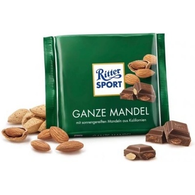 Ritter Sport čokoláda s celými mandlemi, 100 g
