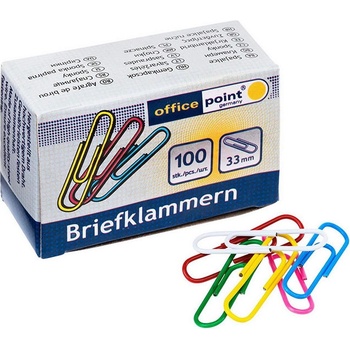 Кламери цветни 33 mm Office Point 100 бр (1903011-1463310-00)