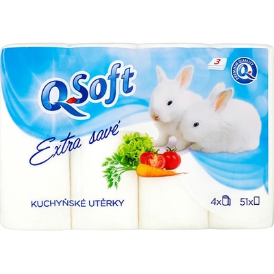 Q-Soft Kuchyňské utěrky extra savé 3 vrstvé 4 ks – Zbozi.Blesk.cz