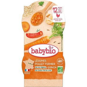 Babybio Био меню Babybio Лека нощ - Пилешко месо, киноа и зеленчуци, 12 м+, 2 х 200 g (3288131520605) - ozone