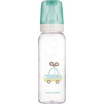 Canpol babies Стъклено шише с антиколик биберон Canpol - Тюркоаз, 240 ml (42/201_tur)