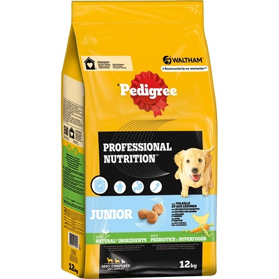 PEDIGREE 12кг Junior Professional Nutrition Pedigree, суха храна за кучета - птиче месо и зеленчуци