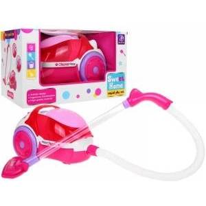 DWM Pink Vacuum Cleaner for Kids 3+ Light Sound Effects + Push Function + Styrofoam Balls