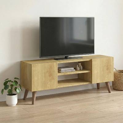 TopMebel Etna меламинов ТВ шкаф в цвят сапфирен дъб, размери 120 × 30 × 45 см