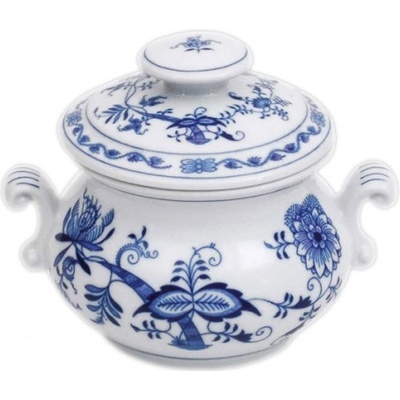 Cibulák Zapékací hrnek s oušky a s víčkem s úchytkou originální cibulákový porcelán Dubí cibulový 70623