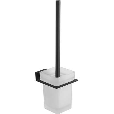 Aqualine Apollo WC štětka závěsná mléčné sklo černá mat 1416-08B