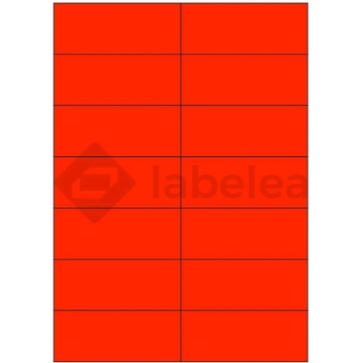 Labelea Samolepiace etikety 105x42,4 mm signálne farebné papierové, na hárku A4, pre laserovú tlač, Farba etikiet Signálna červená, Počet hárkov v balení 100 EPY105042SR014S
