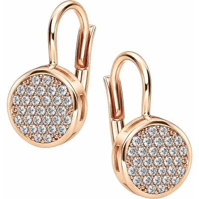 Zlaton Náušnice růžové zlato kulaté se zirkony visací 1.3cm 2.35g N14052602831