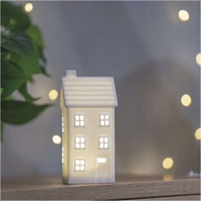 EMOS LED keramický domeček 16 cm 1x CR2032 vnitřní teplá bílá časovač