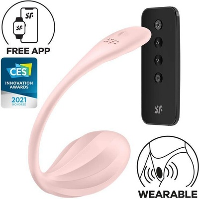 Satisfyer Ribbed Petal Vibrační vajíčko ovládané dálkovým ovladačem a aplikací Světle růžové