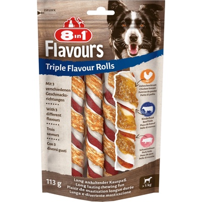 8in1 Triple Flavour Doplnková kŕmna zmes pre psov s balenými pochúťkami 113 g