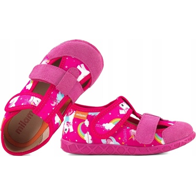 MILAMI 118-BR-16 BAREFOOT SANDÁLE TEXTILNÉ domáce PAPUČE NA SUCHÝ ZIPS Fuksia
