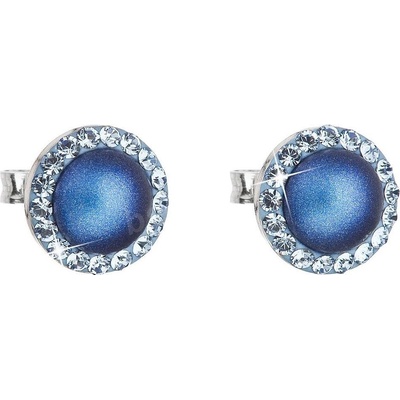 Evolution Group náušnice tmavo modrá náušnice dekorované kryštály a perlou Swarovski 31214.3