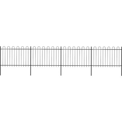 OMAXI Zahradní plot s obloukem nahoře ocelový 671 x 120 cm černý 710891