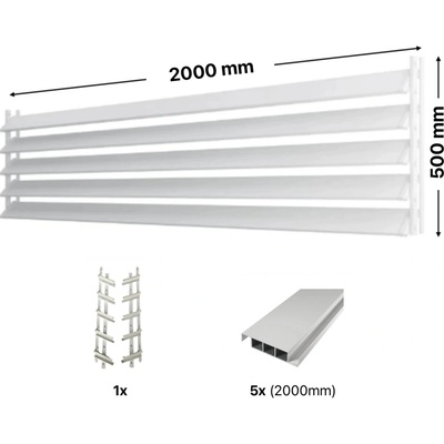 Hahn Holz Set pro venkovní žaluzie z hliníku RAL 9003 (bílá): V:500mm, Š:2000mm