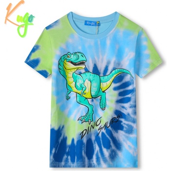 KUGO chlapecké tričko FC0301, modrá zelený dinosaurus modrá