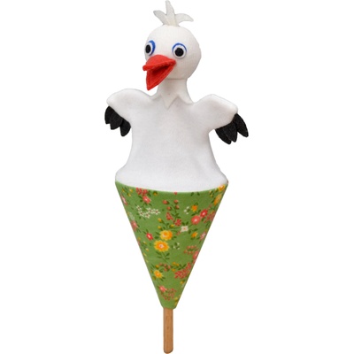 Moravská ústředna Brno Moravská - Кукла за куклен театър с конус и дървена пръчка Щъркел, 20 см