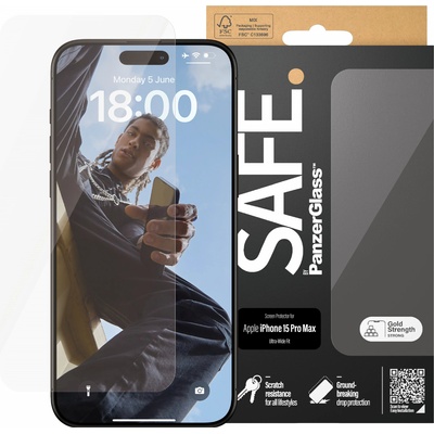 Safe Стъклен протектор Safe за Apple iPhone 15 Pro Max, UWF, Черен
