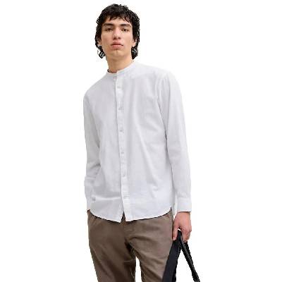 Риза с дълъг ръкав Jack & jones Esummer Linen Blend Band long sleeve shirt - White (White)