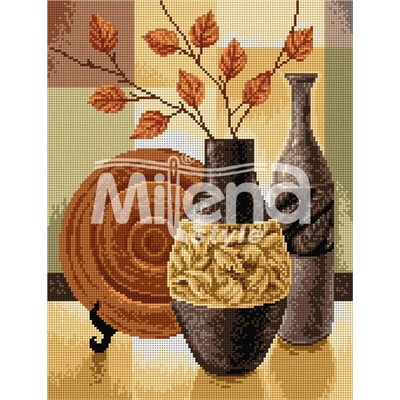 Milena Style Есенни вази 2 - гоблен със схема конци Ariadna 1: 1