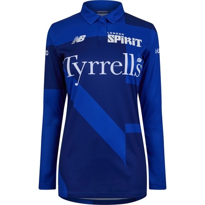 New Balance Блуза с яка New Balance Women's Long-Sleeve Cricket Polo Shirt - Team Royal