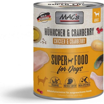 MAC's Dog Adult Chicken - Пълноценна консервирана храна за израснали кучета, без зърно, с пилешко месо и боровинка