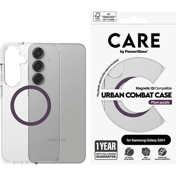 Panzer Калъф CARE - Urban Combat, Galaxy S25 Plus, Plum Purple Qi, прозрачен (5715685016974)