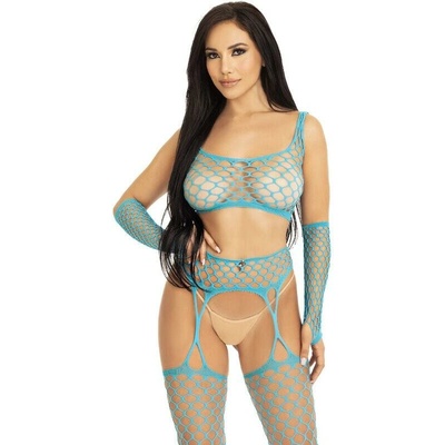 Leg Avenue - Crop Top Stockings & Gloves Blue