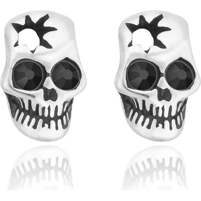 Sam's Artisans náušnice Black Metal Skull chirurgická oceľ INM045