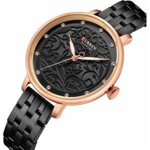 Curren Дамски часовник Curren Luxury Blanche с кристали, Кварцов, Черен (CURREN-9046S-BLACK) Часовници