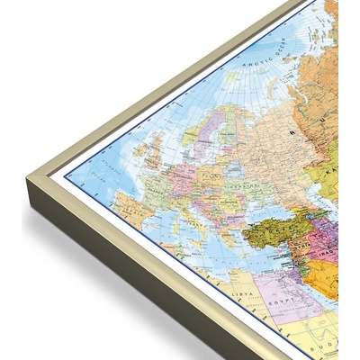 Maps International Asie - nástěnná politická mapa 120 x 100 cm Varianta: mapa v hliníkovém rámu, Provedení: zlatý matný rám
