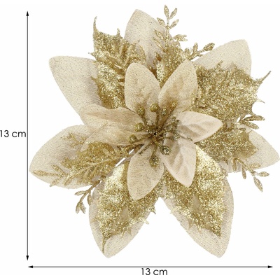 Springos Vianočná poinsettia na klips 13 × 13 cm S-CA0730