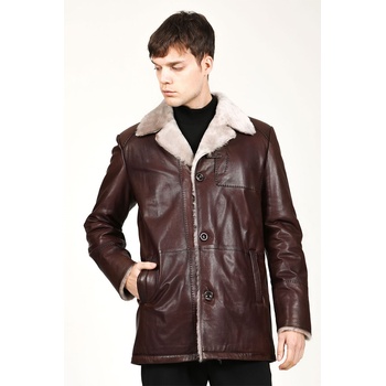 Jacket Club Мъжко палто от естествена кожа с подплата sdx-2029 - Тъмнокафяво #319244 (319244_Кафяво)