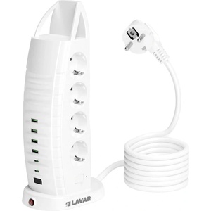 Lavar РАЗКЛОНИТЕЛ 8 ГНЕЗДА С 4 USB-A И 2 USB-C БЯЛ LAVAR DUBAl DB820 (3800501485415)