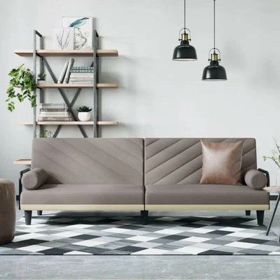 vidaXL Rozkládací pohovka s područkami taupe textil 11461.351936