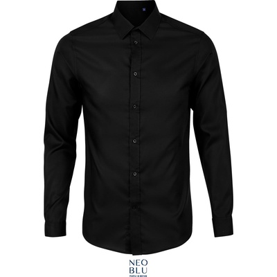 Neoblu 3182 BLAISE MEN / Мъжка риза с дълъг ръкав от микро твил - тъмночерна M (243182n1102)