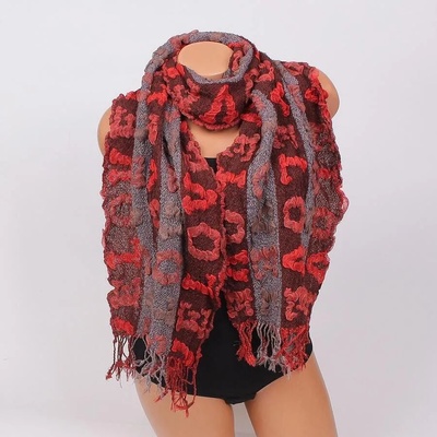 Дамски двулицев шал в кафяво и оранжево