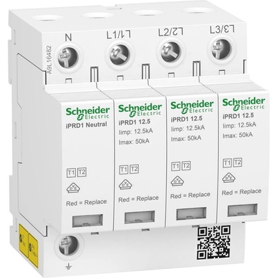 Schneider Electric SE Катоден отводител тип 1+2 Acti 9 iPRD1 12.5kA 350V 3P+N с индикация - A9L16482 (A9L16482)