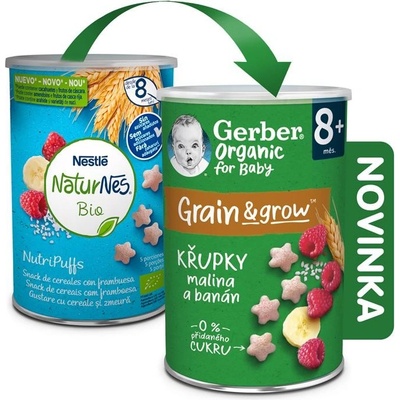 GERBER Organic chrumky s malinami a banánom 35 g