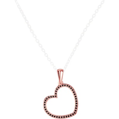 SAVICKI Висулка със сърце: розово злато. черни диаманти