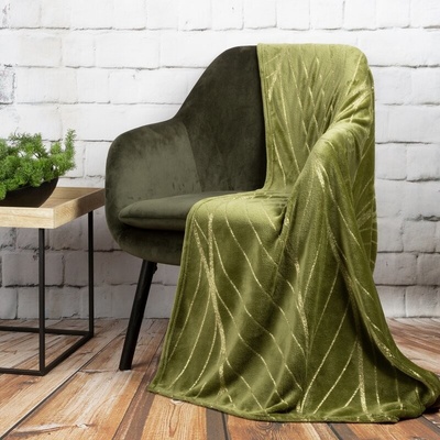 Takoy Deka LOTOS měkká a příjemná na dotek se zlatým potiskem s motivem listů lotosu-HF-392049 150 x 200 cm
