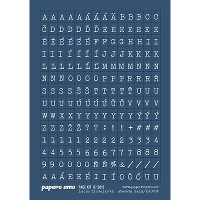 PAPERO AMO ♥ Papírové samolepky - ABECEDA malá / TMAVĚ MODRÁ
